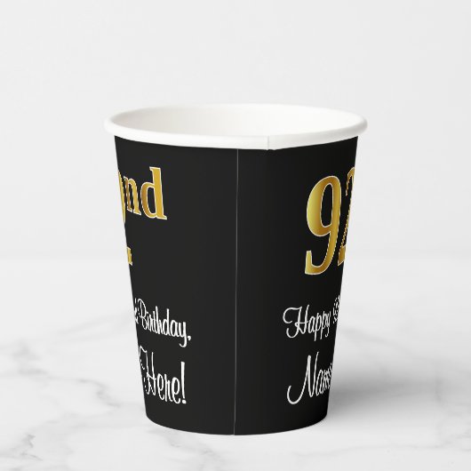 92番目の誕生日-エレガント豪華なフェイク金ゴールドルック# 紙コップ (右)