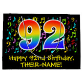 92番目の誕生日-カラフル音楽シンボル， Rainbow 92 ラージペーパーバッグ (裏面)
