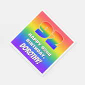 92番目の誕生日: カラフル、おもしろいレインボーパターン# 92 スタンダードランチョンナプキン (角)