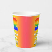92番目の誕生日: カラフル、おもしろいレインボーパターン# 92 紙コップ (右)