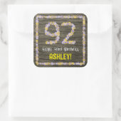 92番目の誕生日:フローラ番号フェイク、木目、名前 スクエアシール (バッグ)