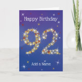 92番目の誕生日- 92イン星 – 青 – 年齢92 カード (正面)