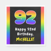 92番目の誕生日: Rainbow Spectrum # 92,名前をカスタムする スタンダードランチョンナプキン (正面)