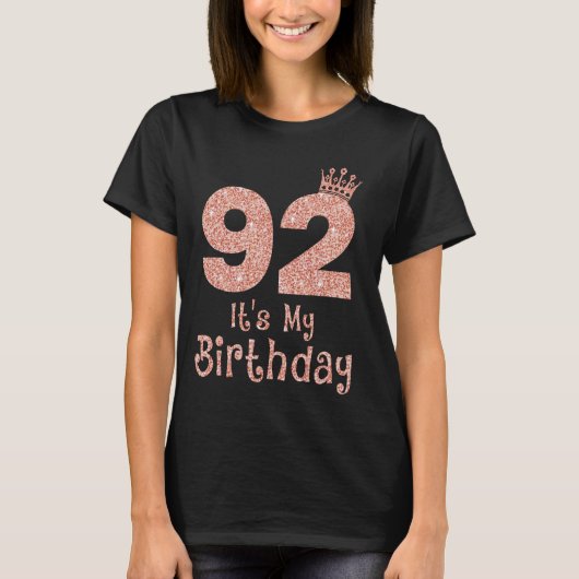 92私の誕生日92歳ハッピー92歳 Tシャツ (正面)