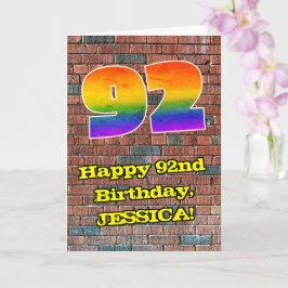 92誕生日:おもしろいグラフィティインスパイアレインボー92 カード
