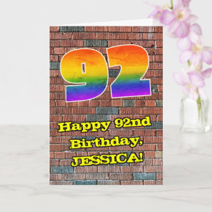 92誕生日:おもしろいグラフィティインスパイアレインボー92 カード