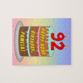 92誕生日:おもしろいケーキとキャンドル+名前をカスタムする ジグソーパズル (横)