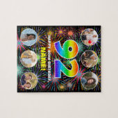 92誕生日:おもしろいレインボー#,名前をカスタムする+写真 ジグソーパズル (横)