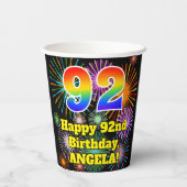 92誕生日:おもしろい花火パターン+虹92 紙コップ (裏面)