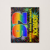 92誕生日:おもしろい、お祝カラフルい花火 ジグソーパズル (縦)