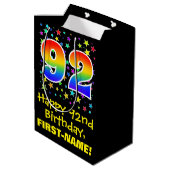 92誕生日:カラフルスターズパターン&レインボー92 ミディアムペーパーバッグ (裏面アングル)