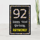 92誕生日:フローラ花数名前をカスタムする カード (正面)