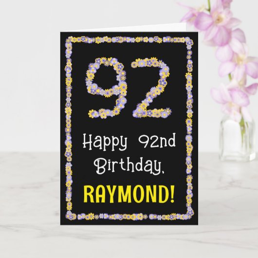 92誕生日:フローラ花数名前をカスタムする カード (蘭)