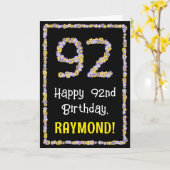 92誕生日:フローラ花数名前をカスタムする カード (黄色い花)