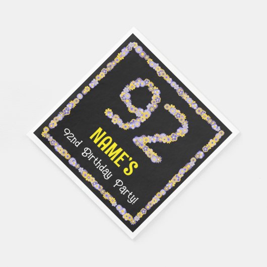 92誕生日:フローラ花数名前をカスタムする スタンダードランチョンナプキン (角)