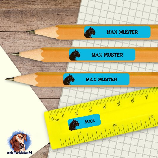 92 DIY Stifteaufkleber blau - Schwarzer Panther   長方形シール