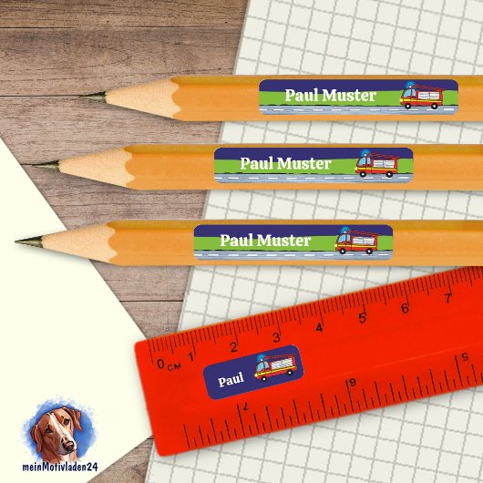 92 DIY Stifteaufkleber Feuerwehr in der Nacht 長方形シール