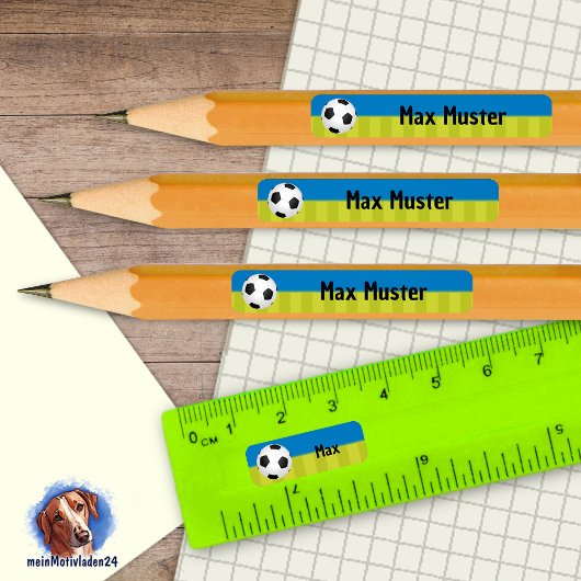 92 DIY Stifteaufkleber Fußball blau grün 長方形シール