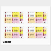 92 DIY Stifteaufkleber gelb rosa - Marienkäfer 長方形シール (シート)