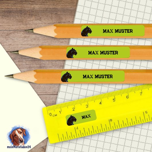 92 DIY Stifteaufkleber grün - Schwarzer Panther 長方形シール