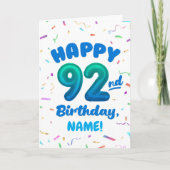 92nd Balloon Number Custom Name Birthday Card カード (正面)