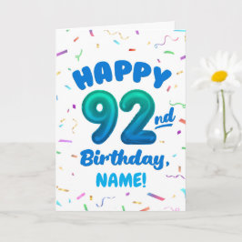 92nd Balloon Number Custom Name Birthday Card カード