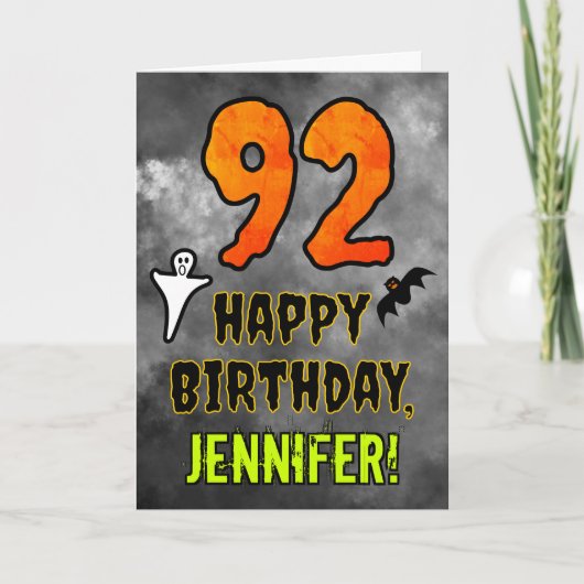 92nd Birthday: Eerie Halloween Theme + Custom Name カード (正面)