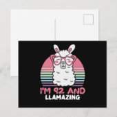 92nd Birthday Llamazing Llama 92 Year Old Birthday ポストカード (正面/裏面)
