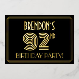 92nd Birthday Party —アールデコスタイル「92」 +名前 箔招待状