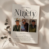 93写真エレガントコラージュ90誕生日 招待状