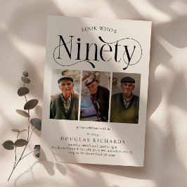 93写真エレガントコラージュ90誕生日 招待状