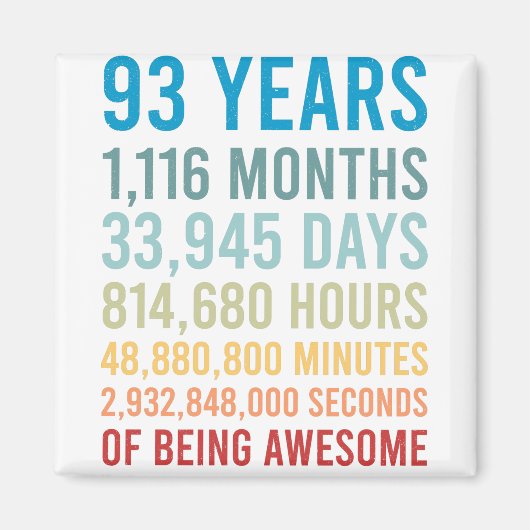 93年1116ヶ月が誕生日ギフト素晴らしである マグネット (正面)