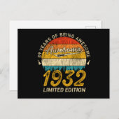 93歳の誕生日おめでとう 1932年 すごい93歳の誕生日プレゼント ポストカード (正面/裏面)