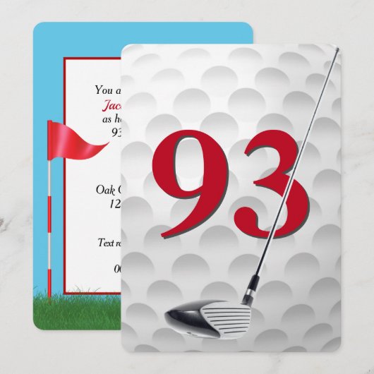93歳の誕生日ゴルフテーマパーティー 招待状 (正面/裏面)