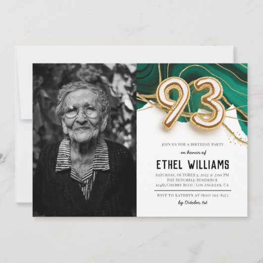 93歳の誕生日パーティーのご招待 招待状 (正面)