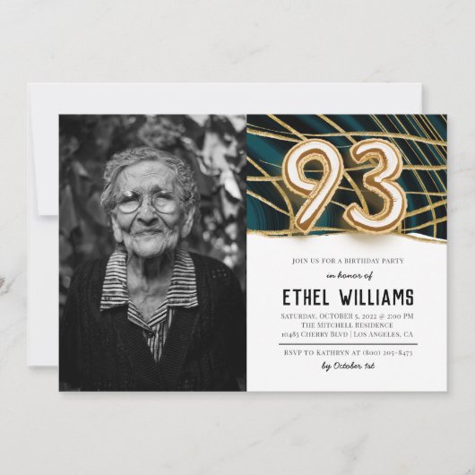 93歳の誕生日パーティーのご招待 招待状 (正面)