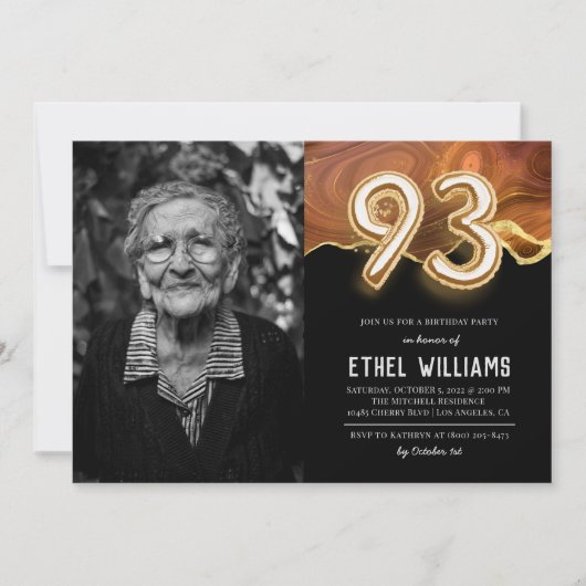 93歳の誕生日パーティーのご招待 招待状 (正面)
