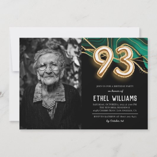 93歳の誕生日パーティーのご招待 招待状 (正面)
