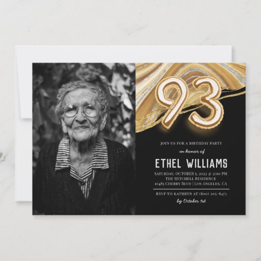 93歳の誕生日パーティーのご招待 招待状 (正面)