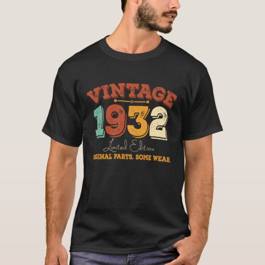 93歳1932年ヴィンテージ90番目の誕生日ギフト Tシャツ (正面)