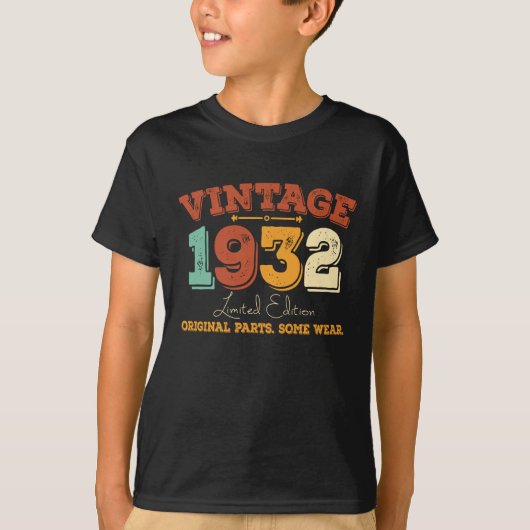 93歳1932年ヴィンテージ90番目の誕生日ギフト Tシャツ (正面)