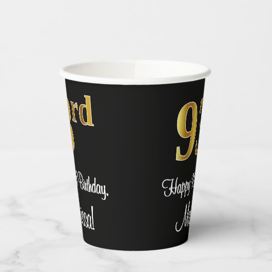 93番目の誕生日エレガント – 贅沢フェイクな金ゴールドルック# 紙コップ (左)