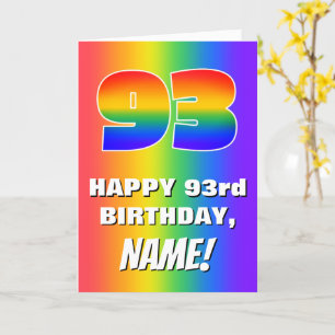 93番目の誕生日カラフル:、おもしろいレインボーパターン# 93 カード