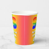 93番目の誕生日カラフル:、おもしろいレインボーパターン# 93 紙コップ (右)