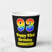 93番目の誕生日カラフル:,おもしろい，エキサイティング， Rainbow 93 紙コップ (正面)
