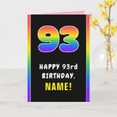 93番目の誕生日カラフル: Rainbow # 93,名前をカスタムする カード (黄色い花)