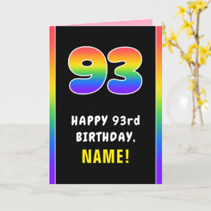 93番目の誕生日カラフル: Rainbow # 93,名前をカスタムする カード