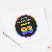 93番目の誕生日カラフル: Rainbow # 93,名前をカスタムする ラウンドシール (封筒)