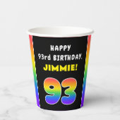93番目の誕生日カラフル: Rainbow # 93,名前をカスタムする 紙コップ (裏面)