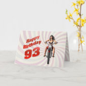 93番目の誕生日カードとバイクの女の子 カード (黄色い花)